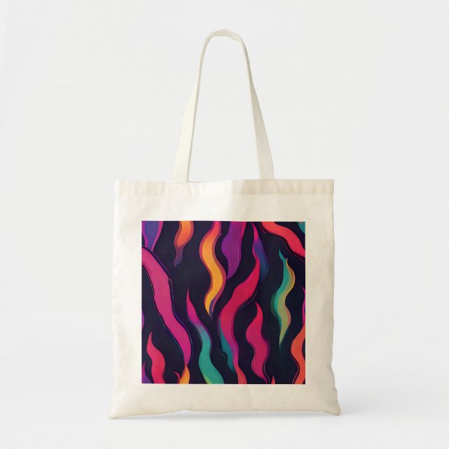 Neon Fire Flame Tote Bag (Front)