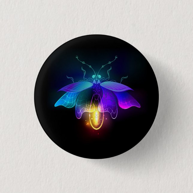 Neon Firefly on black 3 Cm Round Badge (Front)