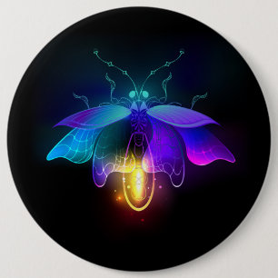 Neon Firefly on black 6 Cm Round Badge