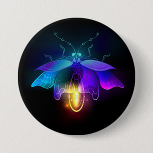 Neon Firefly on black 7.5 Cm Round Badge