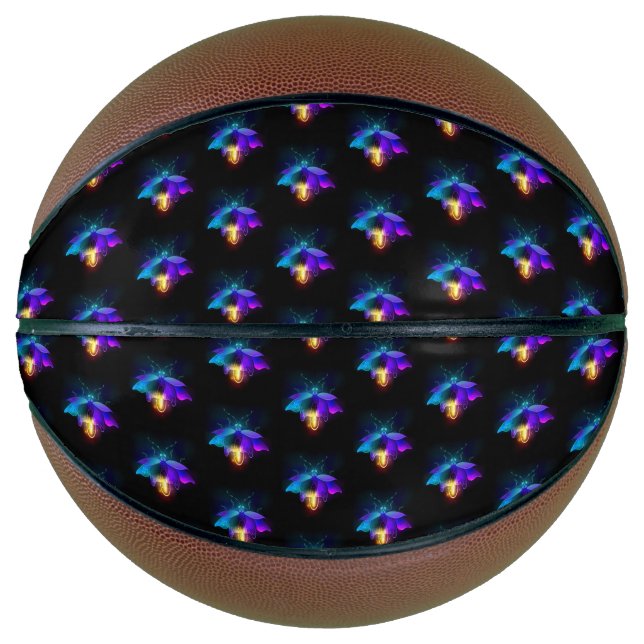 Neon Firefly on black Basketball (Front)