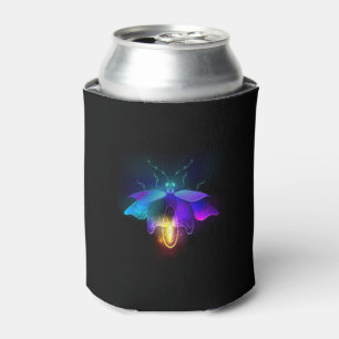 Neon Firefly on black Can Cooler