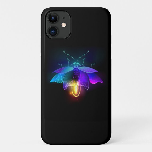 Neon Firefly on black Case-Mate iPhone Case (Back)