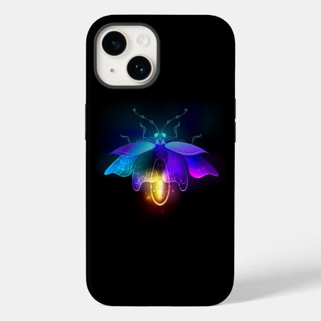 Neon Firefly on black Case-Mate iPhone Case (Back)