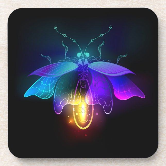 Neon Firefly on black Coaster (Front)