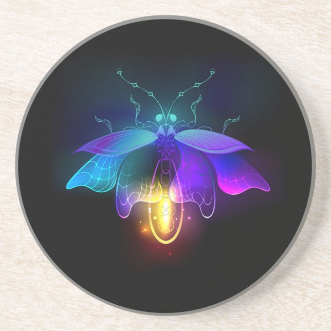 Neon Firefly on black Coaster (Front)