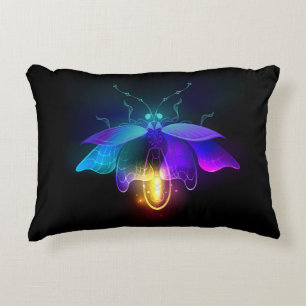 Neon Firefly on black Decorative Cushion