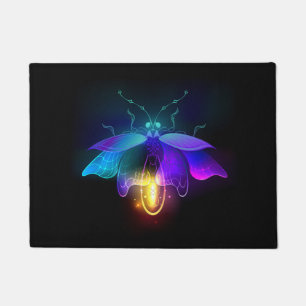 Neon Firefly on black Doormat