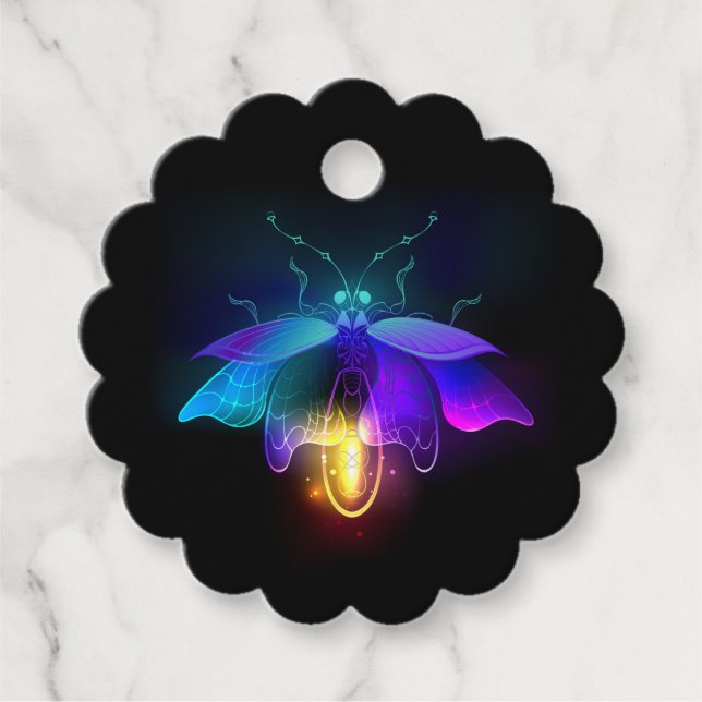 Neon Firefly on black Favour Tags (Front)