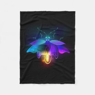 Neon Firefly on black Fleece Blanket