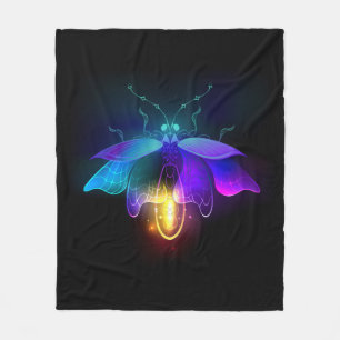 Neon Firefly on black Fleece Blanket