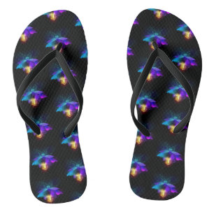Neon Firefly on black Flip Flops