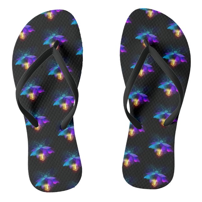 Neon Firefly on black Flip Flops (Footbed)