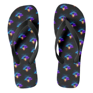 Neon Firefly on black Flip Flops