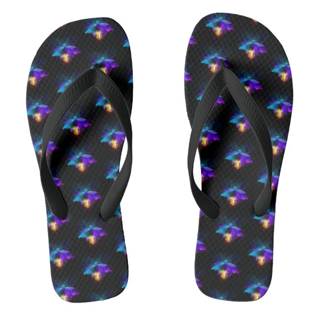 Neon Firefly on black Flip Flops (Footbed)