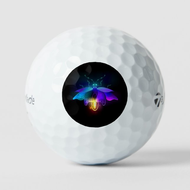 Neon Firefly on black Golf Balls (Front)
