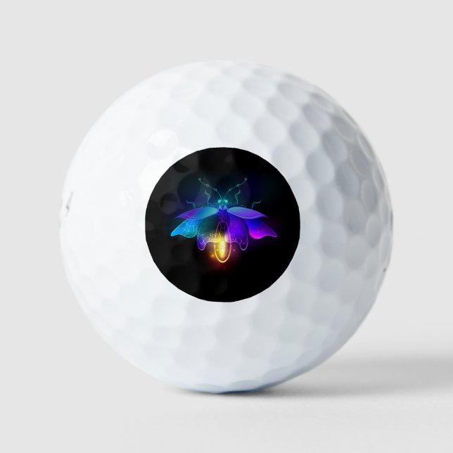 Neon Firefly on black Golf Balls (Front)
