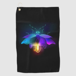 Neon Firefly on black Golf Towel