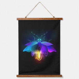 Neon Firefly on black Hanging Tapestry