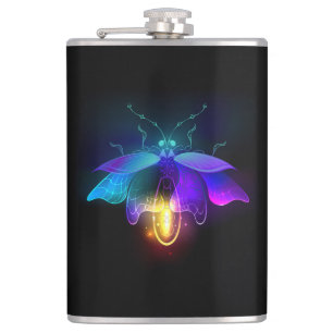Neon Firefly on black Hip Flask
