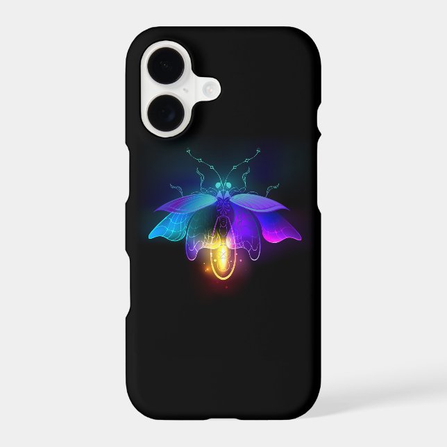 Neon Firefly on black iPhone Case (Back)