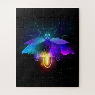 Neon Firefly on black Jigsaw Puzzle