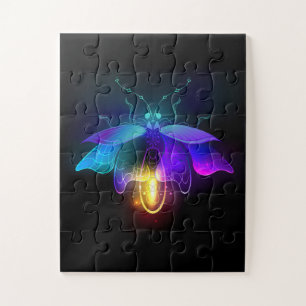 Neon Firefly on black Jigsaw Puzzle