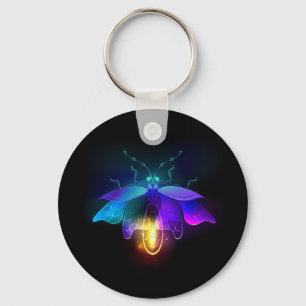Neon Firefly on black Key Ring