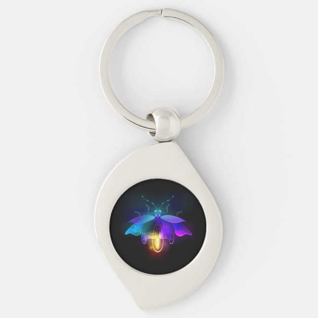 Neon Firefly on black Key Ring (Front)