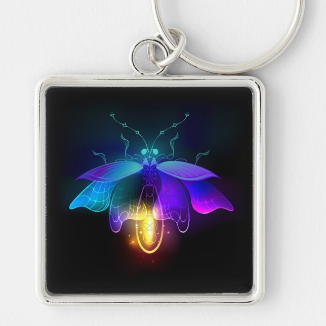 Neon Firefly on black Key Ring (Front)