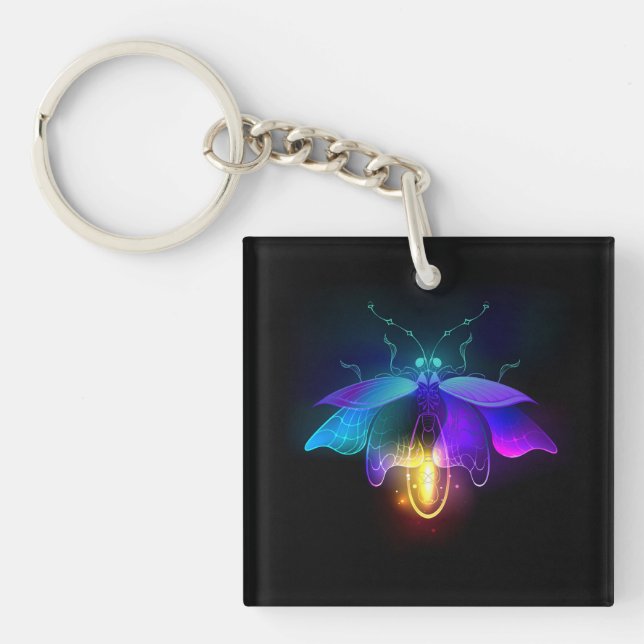 Neon Firefly on black Key Ring (Front)