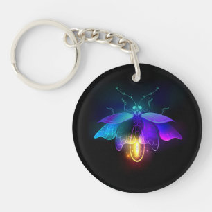 Neon Firefly on black Key Ring
