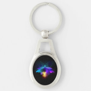 Neon Firefly on black Key Ring