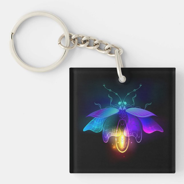 Neon Firefly on black Key Ring (Front)