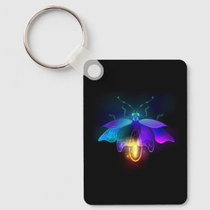Neon Firefly on black Key Ring