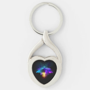 Neon Firefly on black Key Ring