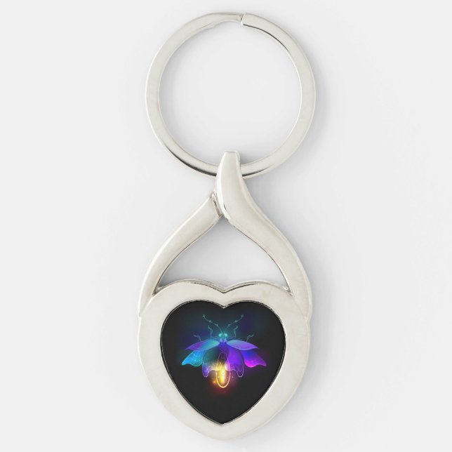 Neon Firefly on black Key Ring (Front)