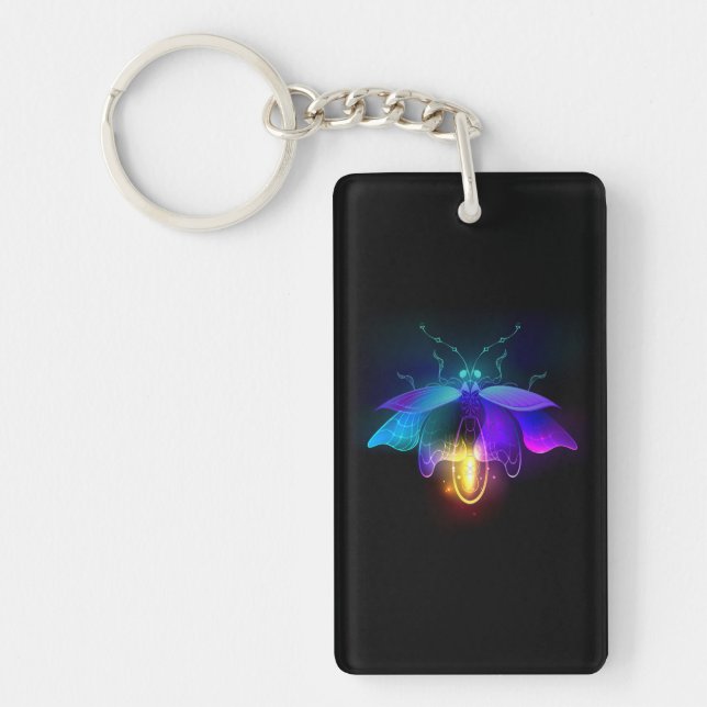 Neon Firefly on black Key Ring (Front)