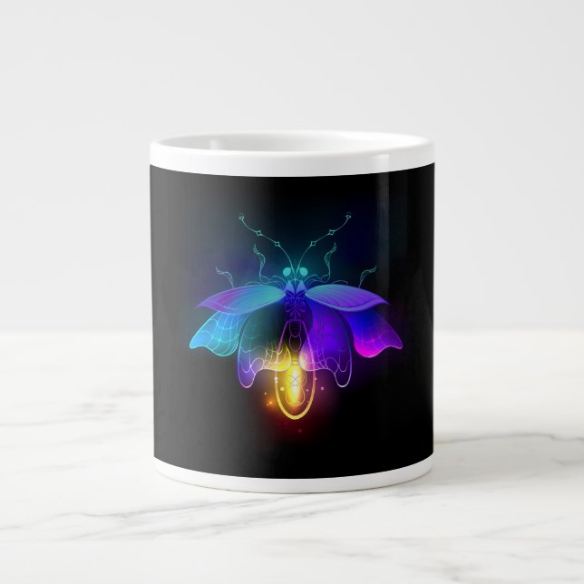 Neon Firefly on black Large Coffee Mug (Front)