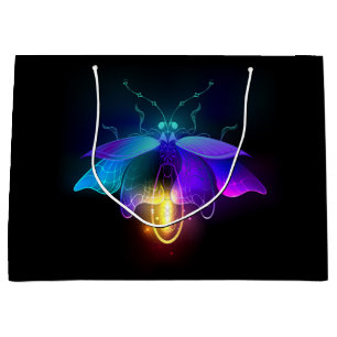 Neon Firefly on black Large Gift Bag