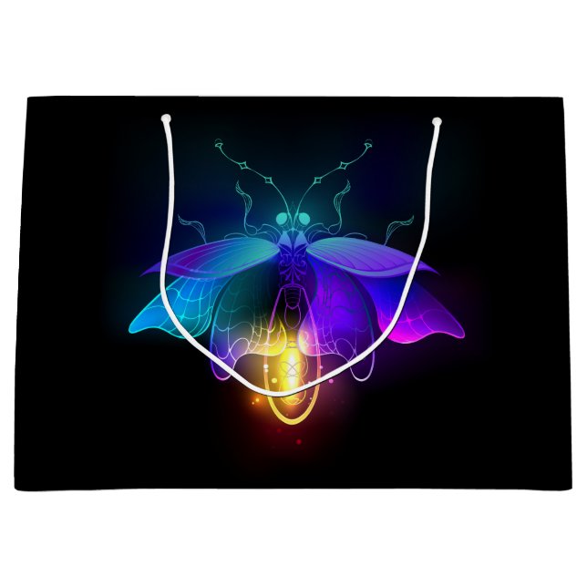Neon Firefly on black Large Gift Bag (Front)