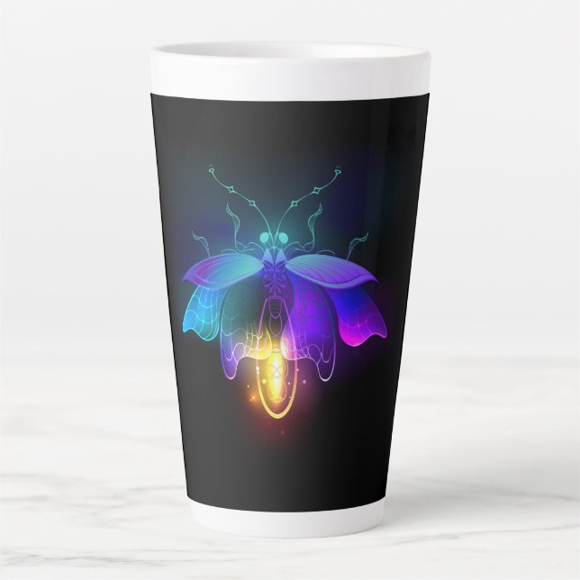 Neon Firefly on black Latte Mug (Front)