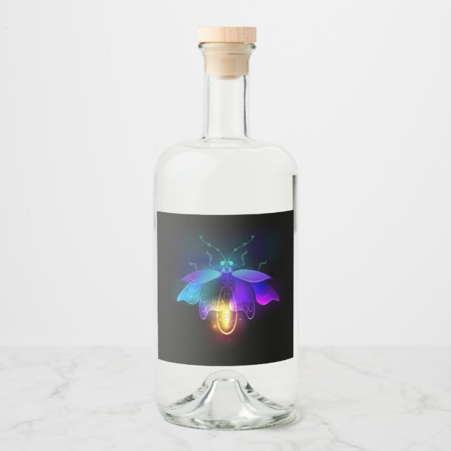 Neon Firefly on black Liquor Bottle Label (Front)