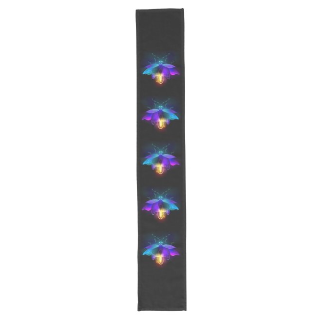 Neon Firefly on black Long Table Runner (Front)