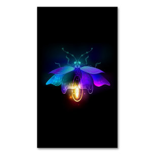 Neon Firefly on black Magnetic Business Card