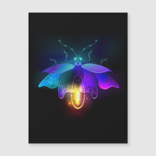 Neon Firefly on black Magnetic Invitation