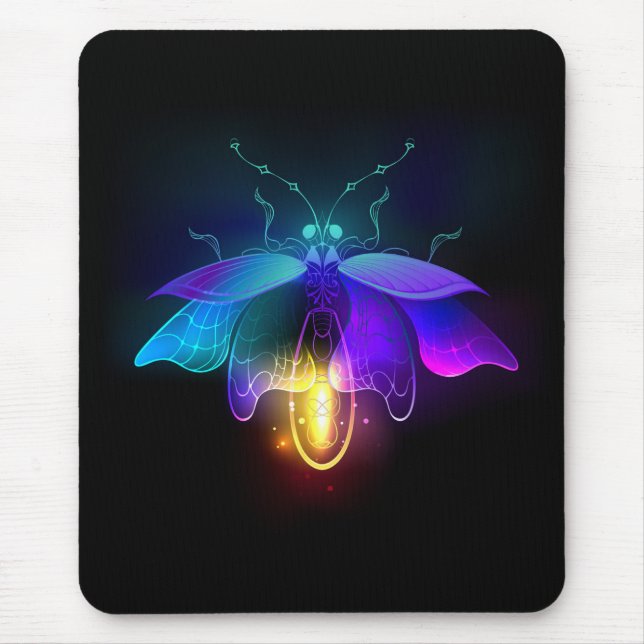 Neon Firefly on black Mouse Mat (Front)