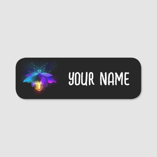 Neon Firefly on black Name Tag (Front)