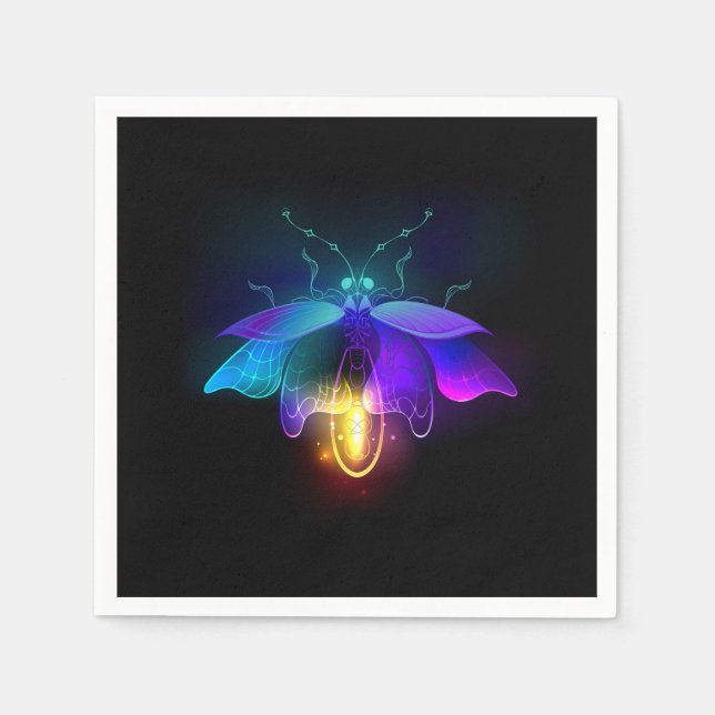 Neon Firefly on black Napkin (Front)