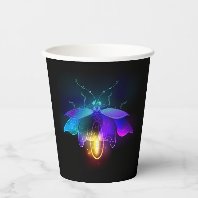 Neon Firefly on black Paper Cups (Front)
